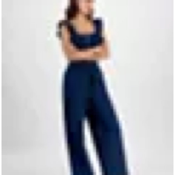 19. Tinseltown Blue Jumpsuit with Wide-Leg Palazzo Style Size Large - Picture 3 of 13